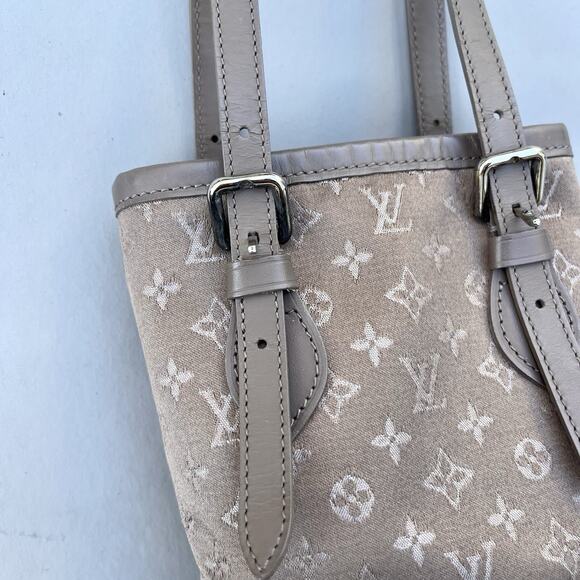 Louis Vuitton Bucket Bag Satchel Gray Satin Mini Handbag Silver Hardware Rare - Picture 3 of 13